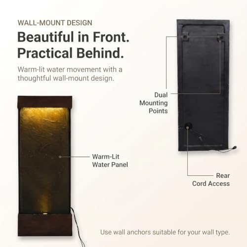 39.57 in Modern Indoor Outdoor Waterfall Fountain LED Resin Copper
