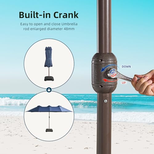 15Ft Patio Umbrella With Multicolor Solar Light