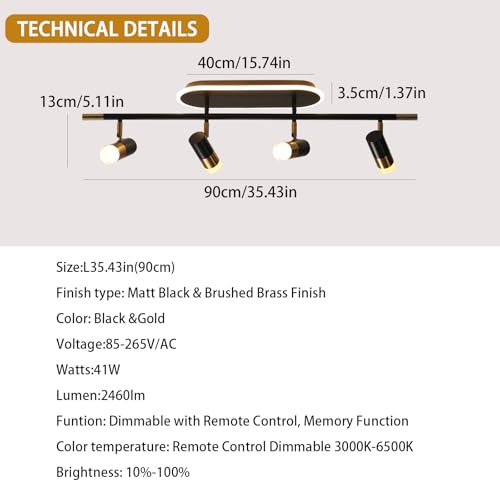 4 Light LED Track Lighting Fixture with Remote Control