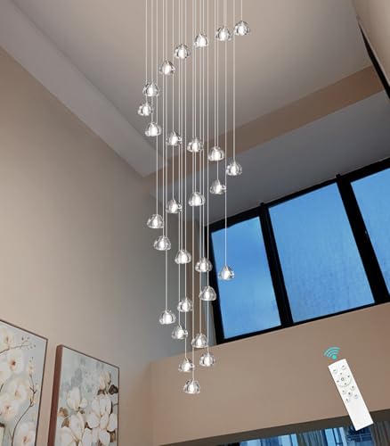 13ft Modern LED Chandeliers for Entryway Living Room Long Light High Ceiling Dining Room Light Dimmable Pendant Lighting Fixtures Chandelier for Foyer Staircase Antique Gold