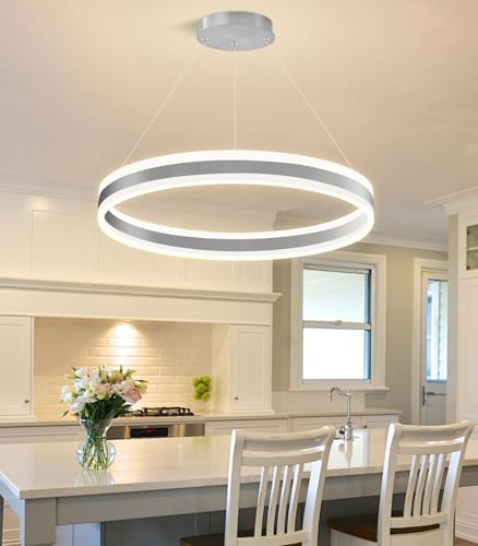D23.6'' Modern Ring Chandelier for Dining Room LED Dimmable Pendant Lighting High Ceiling Chandelier for Living Room Foyer Bedroom Entryway 3000K