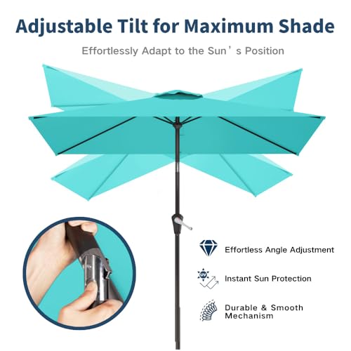 6.5' x 10' Rectangular Patio Umbrella Large Outdoor Market Umbrella w
