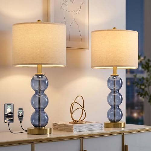 25" Blue Table Lamps for Living Room