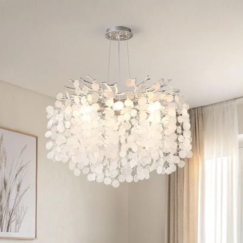 6 Light Capiz Shell Chandeliers 18 Inch Modern Coastal Light Fixture