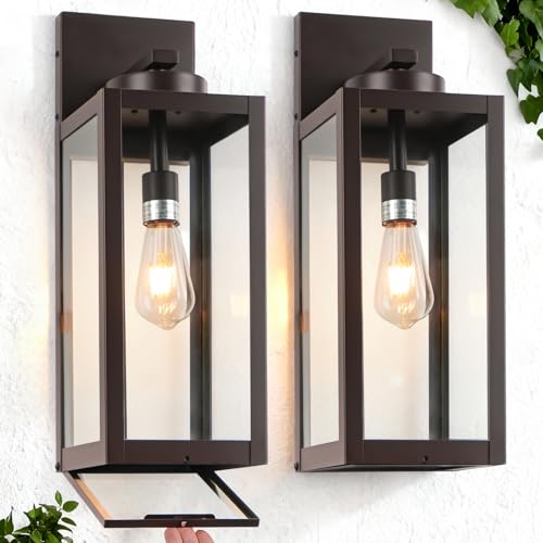 20" Oil Rubbed Bronze Large Outdoor Wall Lights with Closed Bottom (2 Count)