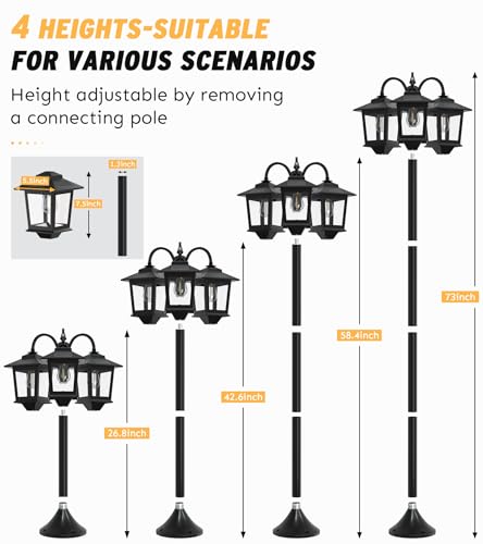 73" Aluminum Solar Lamp Post Light