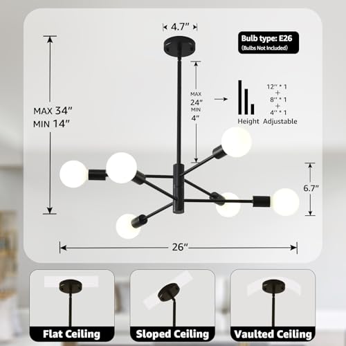 Black Sputnik Ceiling Light 6