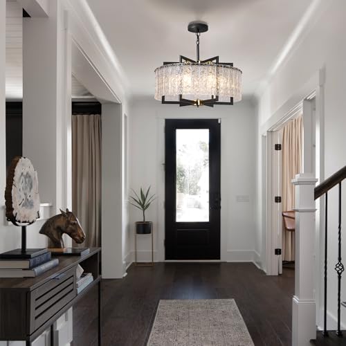 Modern Black Crystal Chandeliers for Dining Room