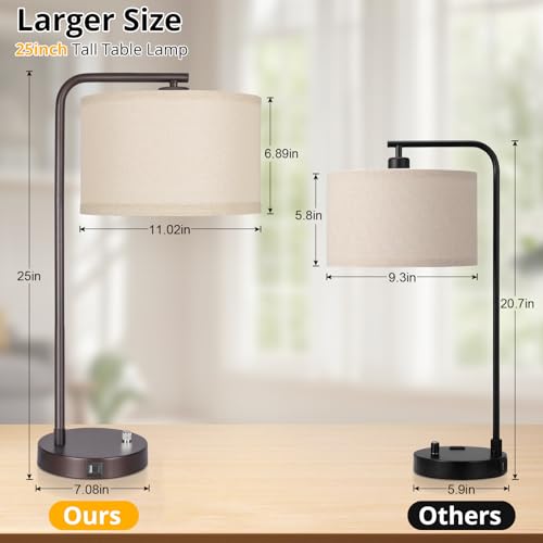 25" Tall Table Lamp with USB C+A Ports