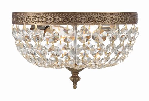 2 Light Spectra Crystal Olde Brass Flush Mount
