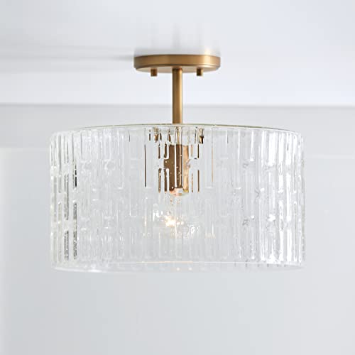 Capital Lighting 241311AD Emerson Embossed Seeded Glass Convertible Pendant