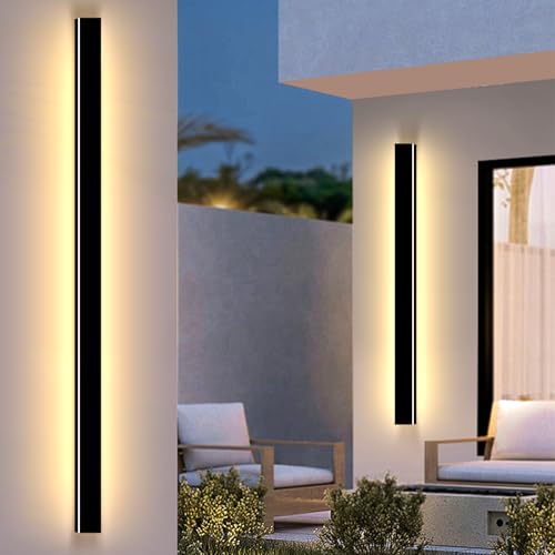 2 Pcs 71 Inch Modern Outdoor Wall Lights Long Linear Wall Sconce IP65 Waterproof Outside Wall Lamp LED 3000K Exterior Sconce Light Fixtures for House Patio Garage (2 Count)