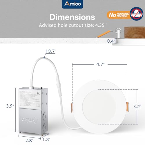 24 Pack 4 Inch LED Recessed Light with Junction Box (24 Count)