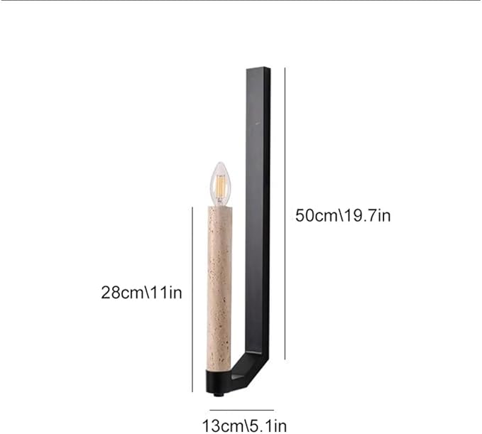 Natural Marble Wall Sconces, Japanese Style Wabi-Sabi Art Lighting Fixture, Yellow Travertine Wall Lamp, Linear Candle Wall Sconce E14 Base Hardwired Wall Light for Bedroom Living Room