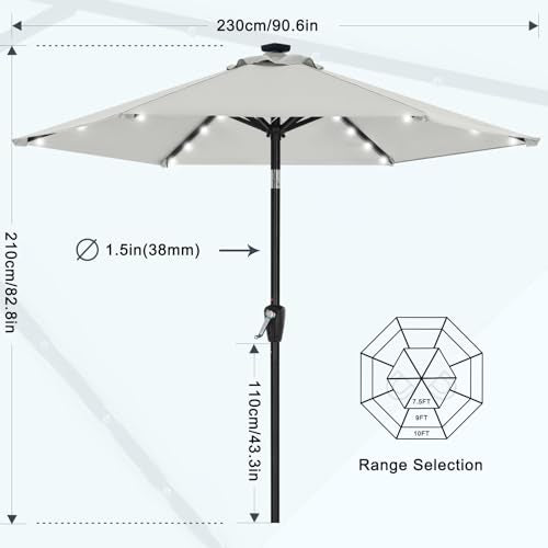 7.5ft Patio Umbrella with Solar Lights