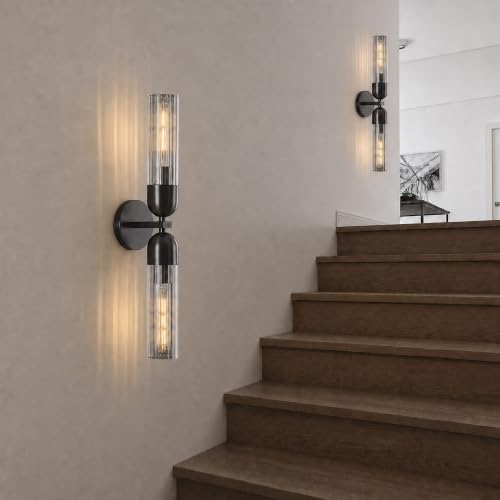 Bathroom Wall Sconces 24in Strip Glass Sconces Hardwired 2PK