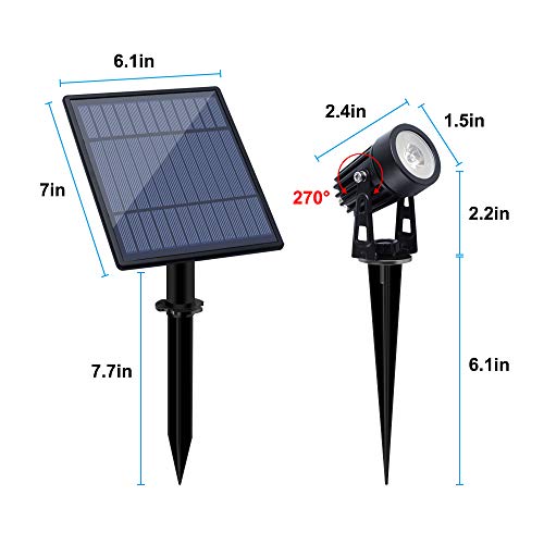 Metal Solar Spot Lights Outdoor with 9.8ft Cable Solar Powered Landscape Lighting Low Voltage IP65 Waterproof Auto On (2 Count)