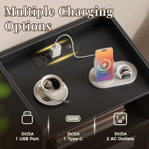 Nightstands with Charging Station (2 Count)