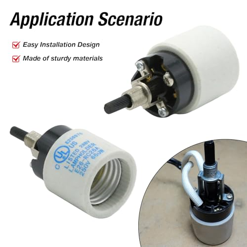 E26 E27 Rotary Lamp Switch Replacement with Socket Holder 660W 250V