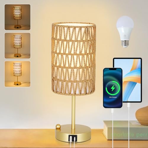 Gold Table Lamp for Bedroom with Bulb