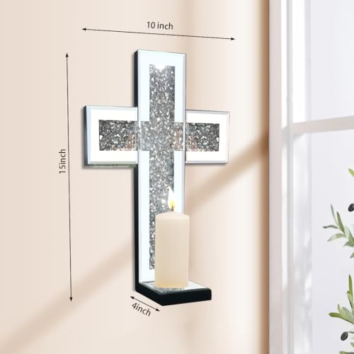 Mirrored Wall Candle Sconces Holder Set of 2