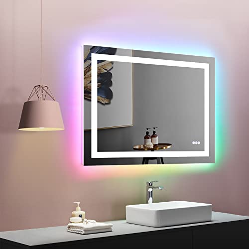 40"X32" RGB LED Bathroom Mirror with Lights