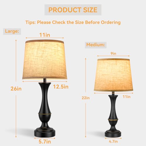 Touch Lamps for Nightstand (2 Count)