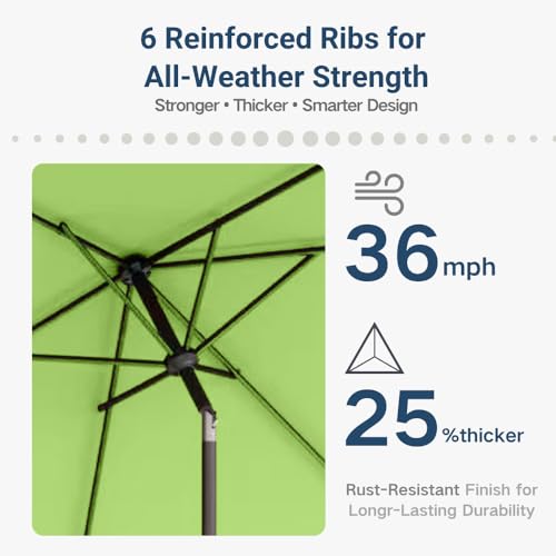 6.5' x 10' Rectangular Patio Umbrella Large Outdoor Market Umbrella w