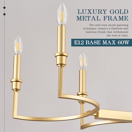 8 Light Candelabra Chandelier Dining Room Gold Chandeliers 38in (8 Count)
