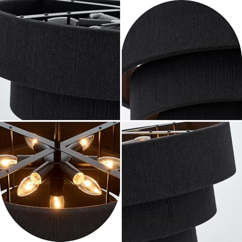 20” Boho Hand Woven Rattan Chandelier Modern 3 Round Adjustable Coastal Pendant Light for Kitchen Island Dining Living Room