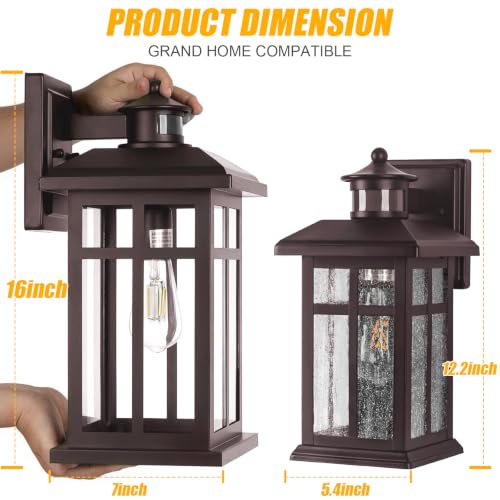 Motion Sensor Outdoor Wall Sconces Hardwired 16" Bronze