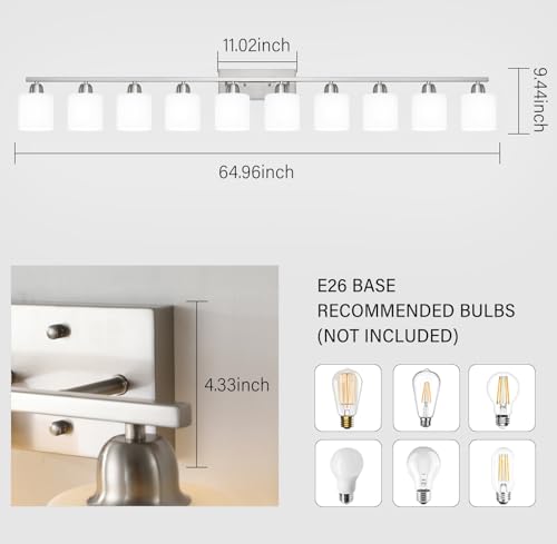 Brushed Nickel Bathroom Sink Lighting Fixtures for Giant Mirror
