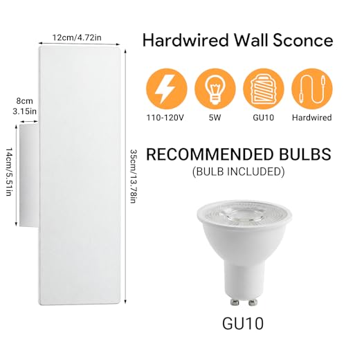 Hardwired White Wall Sconces (2 Count)