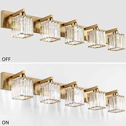 Bathroom Vanity Lights Fixtures Crystal Vanity Light 5 Light Modern Brass Bathroom Lighting Fixtures
