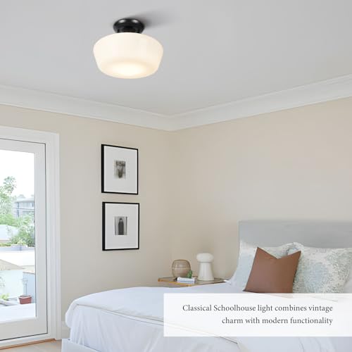 Schoolhouse Style Semi Flush Mount Ceiling Light with Dimmable Bulb Remote Control