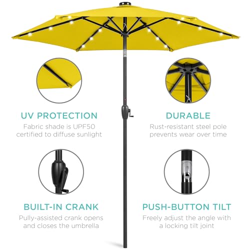 7.5ft Solar Umbrella LED Lighted Patio Umbrella