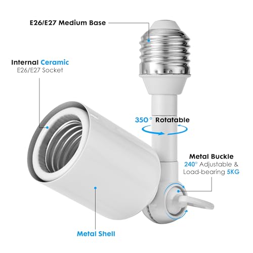 2 Pack E26 Light Socket Extender (2 Count)