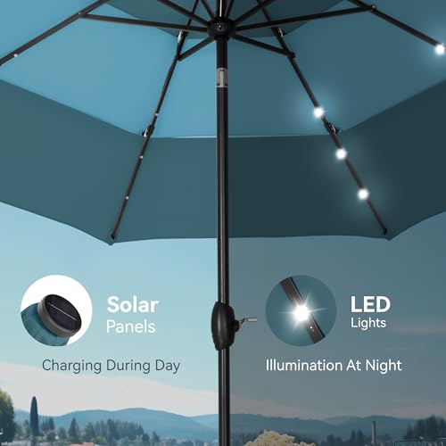 10ft 3 Tier Outdoor Patio Umbrella with Solar Lights