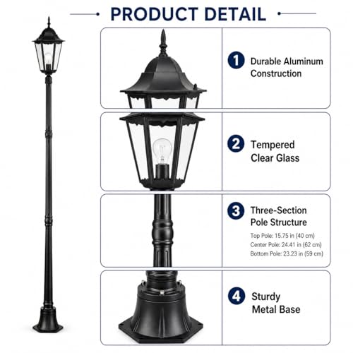 84" Outdoor Lamp Post Light
