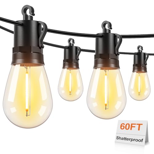 60FT LED Outdoor String Lights for Patio Decor