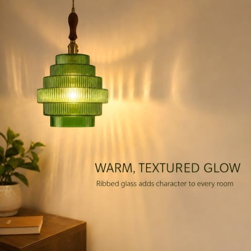 Green Stripes Glass Lamp Shades Set of 2 (2 Count)