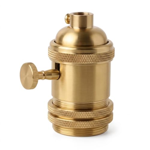 Brass Screw Thread DIY Light Socket Vintage Copper Edison Retro Pendant Lamp Holder for E26 E27 Light Bulbs