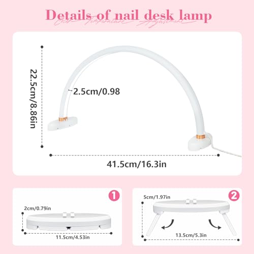 16" Half Moon Light for Nail Desk No Flicker&Shadow