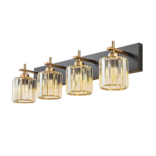 Black Gold Crystal Bathroom Vanity Light