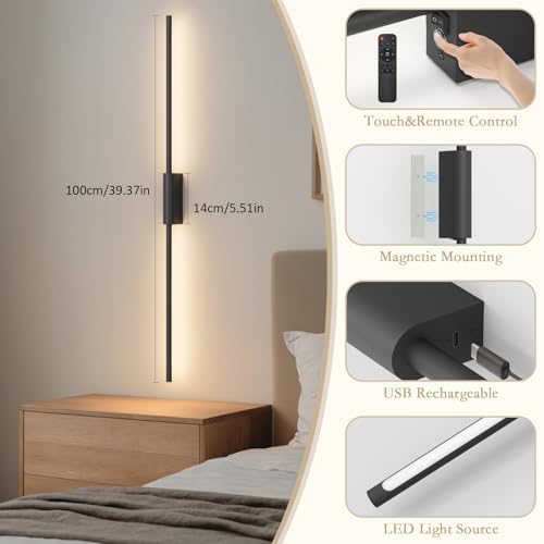 39.4In Battery Operated Wall Sconces Set of Two (2 Count)