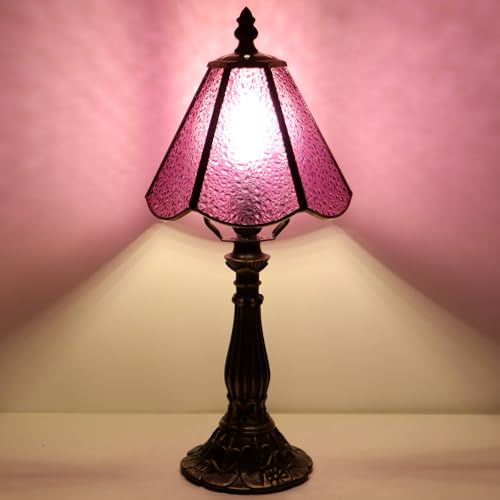 Stained Glass Table Lamp Purple Diamond Style Lamp 14 Inch
