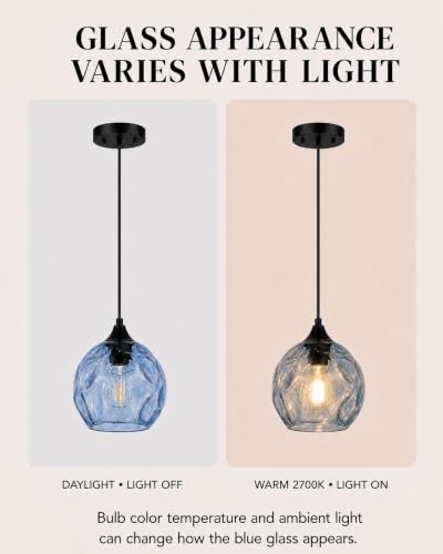 1 Light Pendant Lighting Hammered Glass