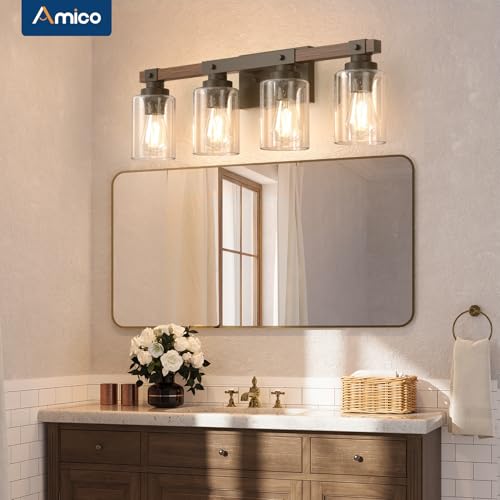 4 Light Farmhouse Bathroom Vanity Light