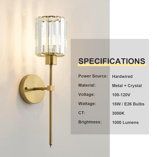 Hardwired Crystal Wall Sconces Set of 2