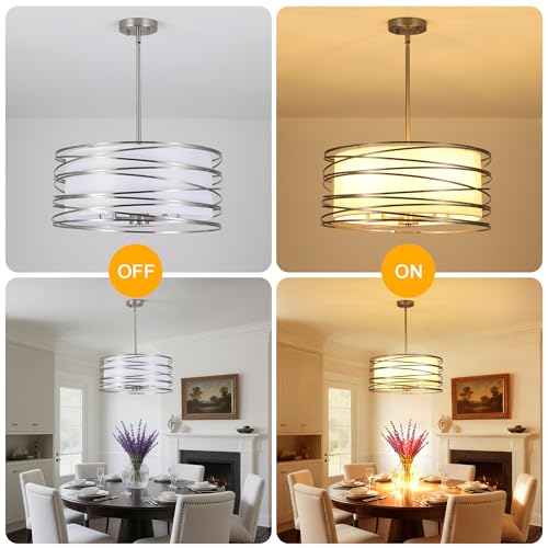 19.7'' Brushed Nickel Drum Chandeliers for Dining Room